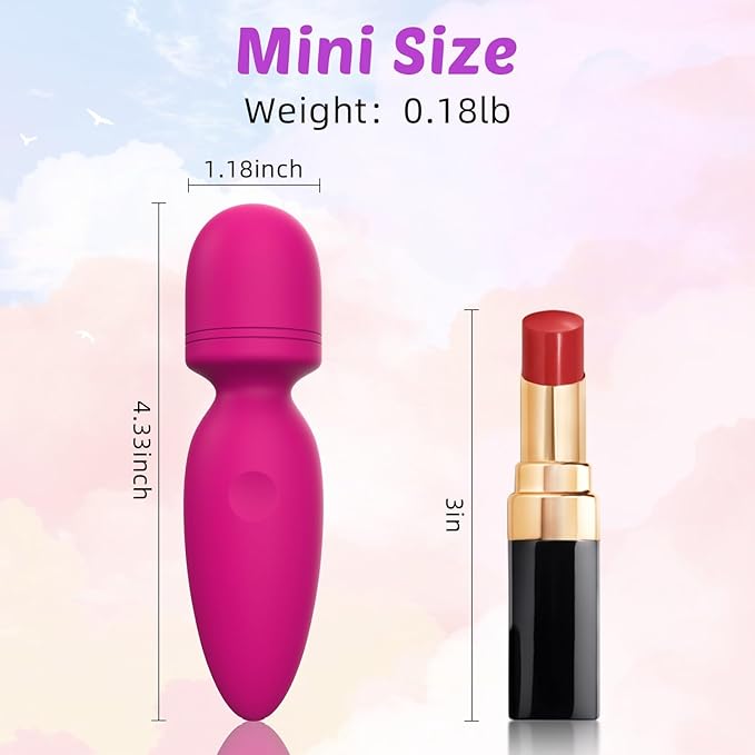 Fuwyiy Mini Massager Tools,Small Waterproof Cordless Handheld Massager with 10 Vibration Modes, Personal Handheld Massager for Back（Rose Red）