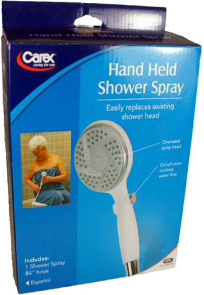 Carex Handheld Shower Head with Extra Long 84" Flexible Hose and Convenient Pause Function - Watersense Certified Handheld Shower Head with Hose with Oversized Spray Head - White