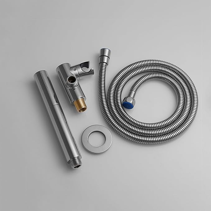 Chrome Handheld Shower Head Brass 2 Function High Pressure Hand Shower Wand 7 Inch High Flow Hand Held Shower Head Sprayer with 59 Inch Hose and Bracket