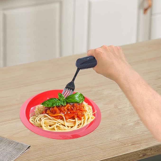 Adaptive Utensils Spoons Forks Set,Open Handle Design Provides Several Positions for Arthritis, Disabled People, Elderly (1 Set)