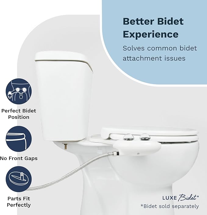LUXE TS1008R Round Comfort Fit Toilet Seat with Slow Close, Quick Release Hinges, and Non-Slip Bumpers (White)