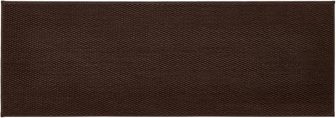 TYUU Bathroom Runner Rugs, Long Bath Mat Runner Washable Thin Quick Dry Low Pile Bathroom Runner Rugs Non Slip, Brown 24"x70"