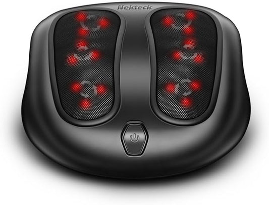 Nekteck Foot Massager with Heat, Shiatsu Heated Electric Kneading Foot Massager Machine for Neuropathy, Plantar Fasciitis, Feet Massage for Pain Relief, Circulation, Ideal Gifts for Man Woman Her Him