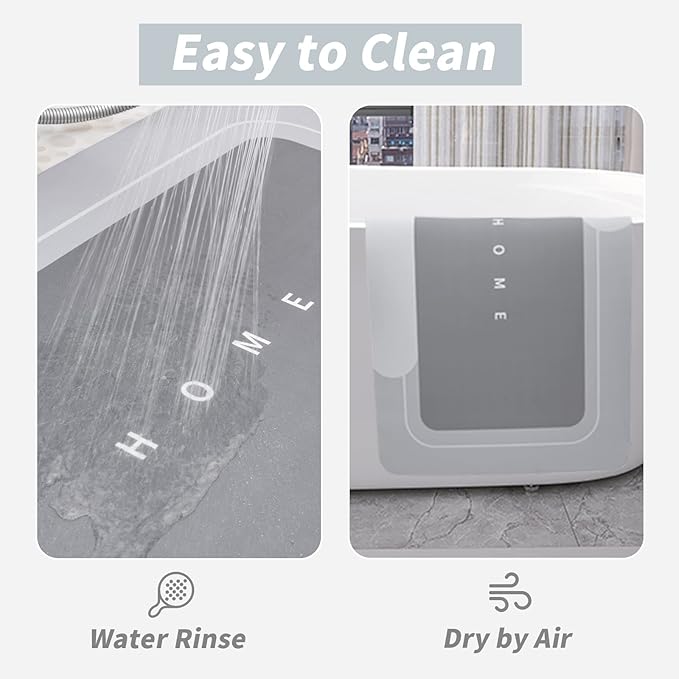 Housego 2PCS Absorbent Bath Mat Magic Rug Sets, Quick Drying Bath Mat Non-Slip Floor Rug Rubber Backed for Bathroom Kitchen Shower Sink, Water Absorbent (19.7''x23.6''+19.7''x31.9'', Light Gray)