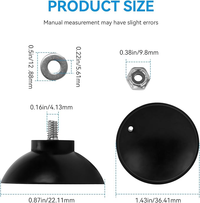 Reacher Grabber Tool Replacement Rubber Suction Cups, Outdoor Grabber Cups Compatible with Arcmate EZ Reacher Tool, Grabber Gripper Tips Part for Repair, Rubber Cups with Locknuts, 6 Cups