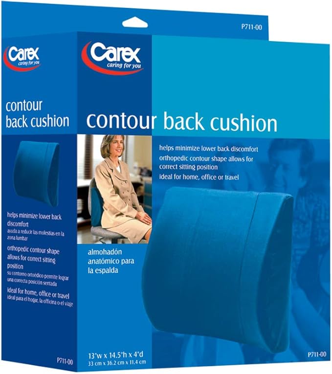 Carex Contour Pillow Office Chair Back Support - Lumbar Support Pillow - Back Cushion, Lower Back Pillow and Desk Chair Back Support