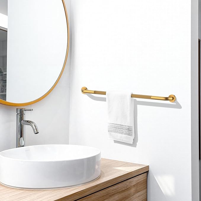 40 Inch Anti Slip Shower Grab Bar, 2 Pack Munzong Long Bathroom Grab Bar for Showers, Gold Knurled Handicap Balance Bar,Safety Hand Rail Support Elderly Senior Assist Bath Handle