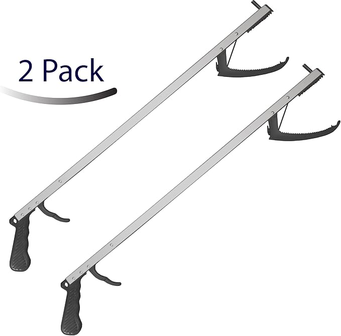 Rehabilitation Advantage 32" Aluminum Reacher Grabber with Magnetic Tip and Rubberized Jaws – Lightweight, Rigid, Extra-Long Reaching Aid for Seniors, Limited Mobility, and Arthritis. 2-Pack