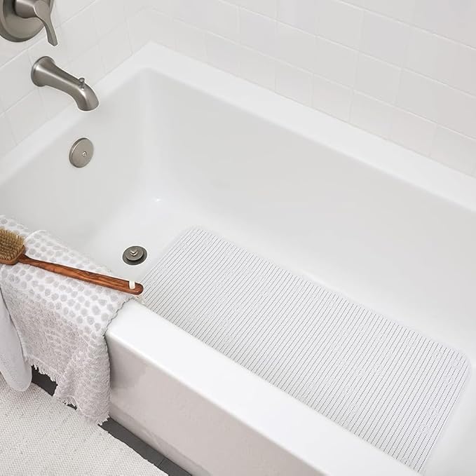 Duck Brand Clorox Cushioned Shower Mat, Non Slip Bathtub Mat with Suction Cups, 17 Inches x 36 Inches, White, 2 Pack