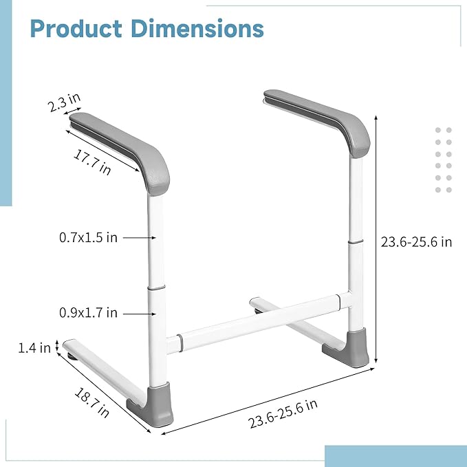 Couch Stand Assist Aid for Elderly, Height&Width Adjustable Sofa Lift Assist Devices for Seniors Sit to Stand, Non-Slip Toilet Safety Rails, Standing Support Aids with Steel Tubes,350 lbs