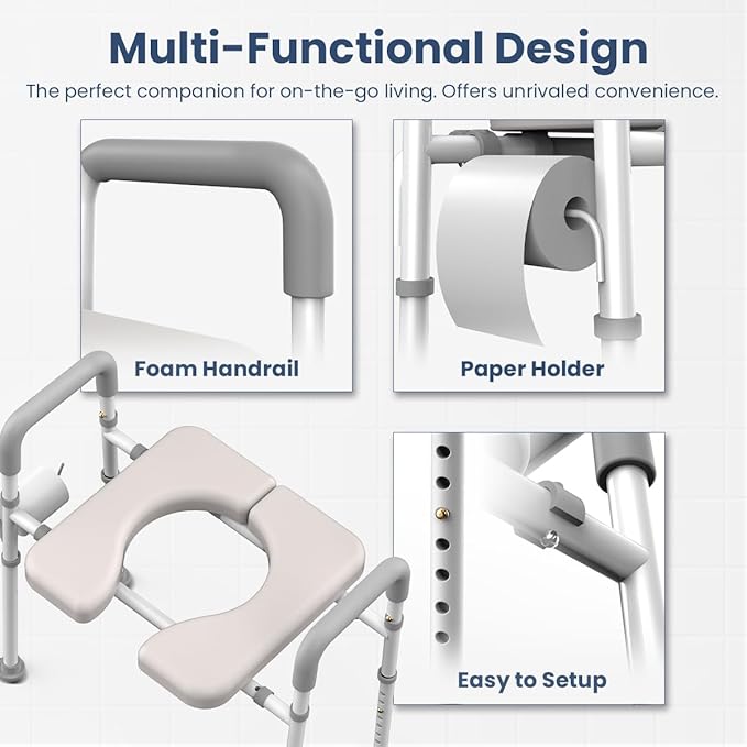 Raised Toilet Seat with Handles - Toilet Seat Riser for Seniors with Adjustable Width & Height,400 lbs Elevated Toilet Seat Riser for Handicap, Disabled and Pregnant, Fit Any Toilet