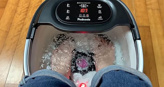 Luxury All in One Foot Spa - Motorized and Heated Massager - Enjoy The Same Foot Spa at Home Heat, Bubble Jets, Pedicure Stone, Motorized Massage Roller to Relieve Feet Stress