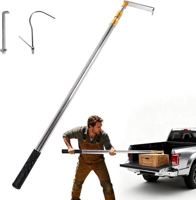 Grabber Reacher Tool,6.3 FT Reacher Grabber Pickup Tool for Heavy Duty Pickup Trucks Bed,Accessories and More Telescoping Pole with 2 Hooks-Yellow