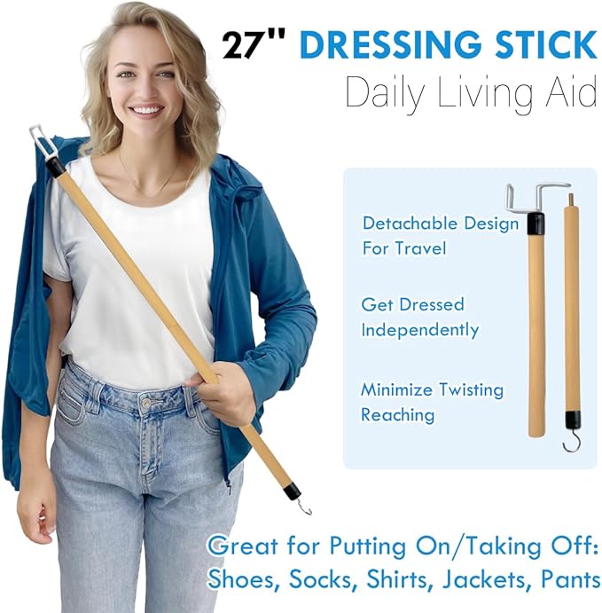7PC Hip Kit For Seniors Total Hip Replacement Prime, Hip Replacement Kit After Surgery, Hip Replacement Recovery Kit With Grabber,Sock Aid,Leg Lifter,Dressing Stick,Shoehorn,Back Scratcher,Bath Loofah