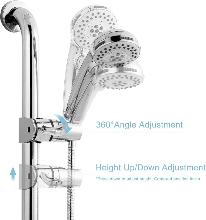 OFFO ADA Handshower Shower Grab Bar Head Holder, Universal Fit 1.25''(32mm) Hand Held Shower Bracket for Handicap Grab Bar, Detachable Bathroom Replacement, 360 Degree Rotation Sprayer Holder, Chrome