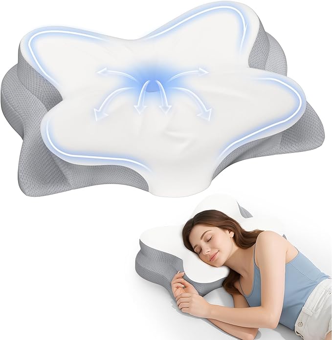 Cervical Neck Pillow, Ergonomic Memory Foam Pillows with Breathable Pillowcase, Adjustable Contour Neck Support Pillow for All Positions