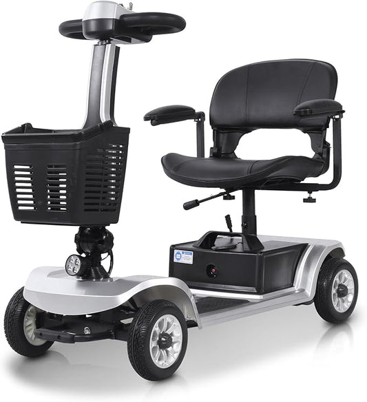 4 Wheel Mobility Scooter for Seniors & Adults Easy to Use Operate and Foldable ,Heavy Duty 418 LBS, 12.4 Mile Range, Tight Turning Radius