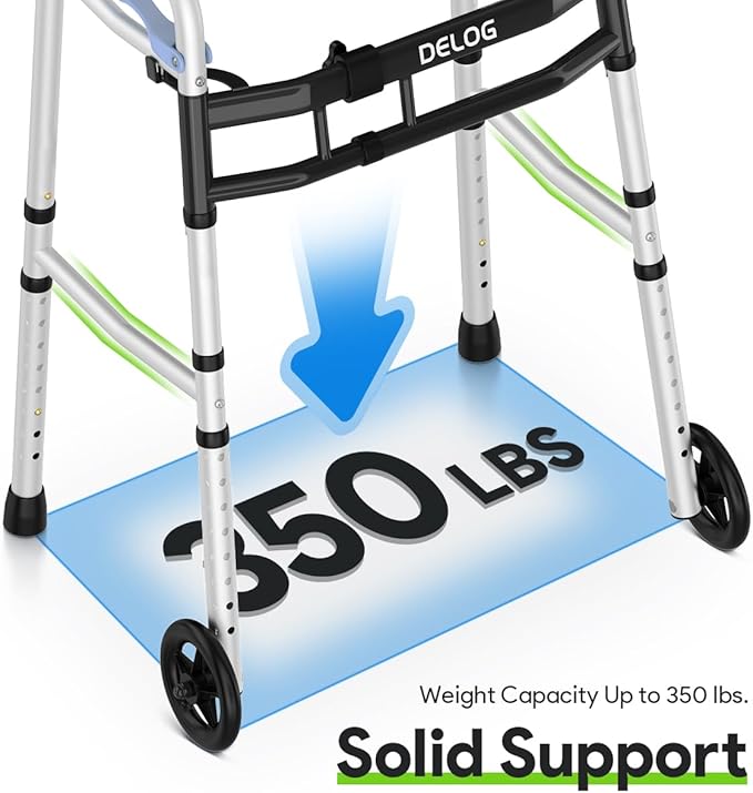 Delog Narrow Walkers for Seniors, Small Walkers for Seniors Tight Spaces Support Up to 350lbs, Standard Walkers for Adults