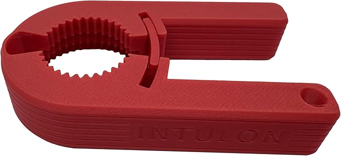 Intulon V7 Water Bottle Opener for Seniors Ergonomic Design Weak Hands Arthritis Friendly Twist Cap Remover Kitchen Gadget Handy Lightweight Utensil (Red)