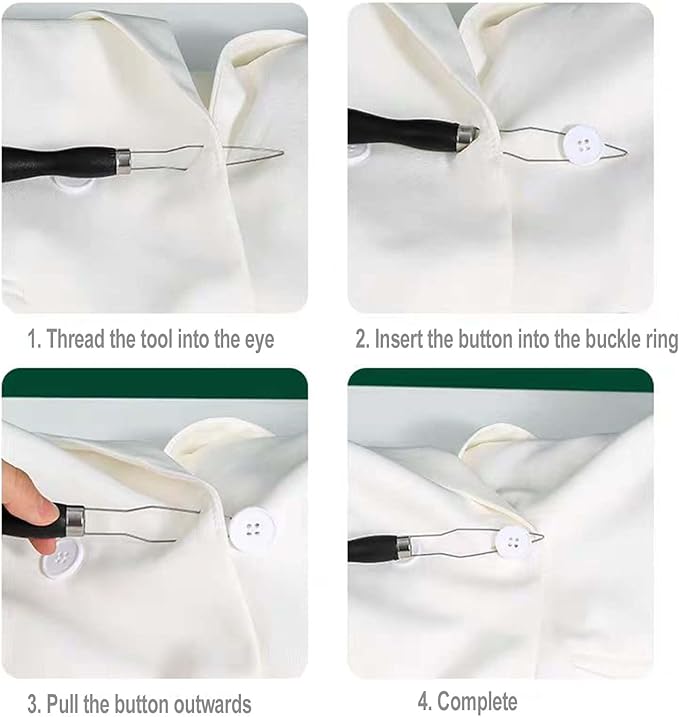 3PCS Easy One-Handed Button Hook for Seniors - Comfort Grip Button Assist Tool - Dressing Aid for Shirts, Pants, Dresses, Coats and Arthritis Hands