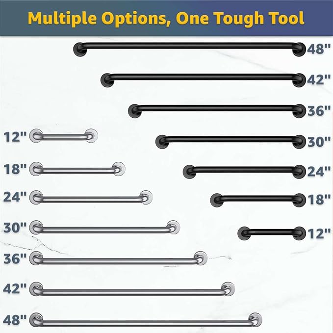 48" Restroom Grab Bar - Stainless Steel Wall Mounted Bathroom Safety Rail for Elderly, Shower or Toilet Use - 250 lb Weight Capacity - Commercial Grade Straight Grab Bar with Satin Finish