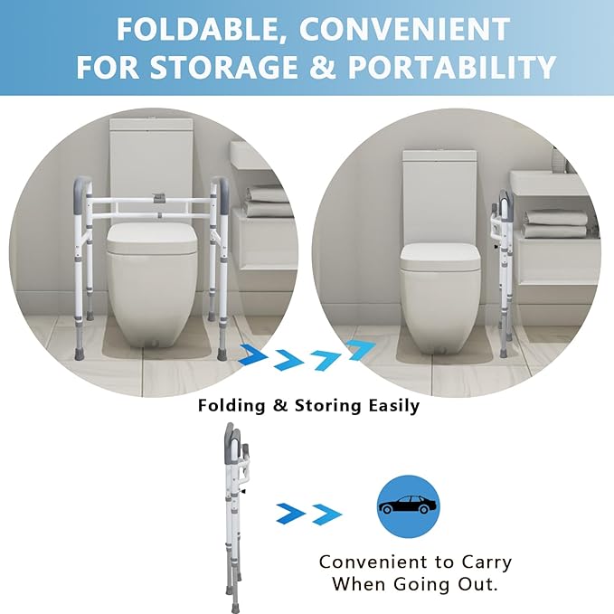 WeHwupe Toilet Rails - Toilet Safety Rail for Elderly Adults - Adjustable Bathroom Toilet Handles - Toilet Safety Frame & Rails - Toilet Grab Bars for Senior, Handicap & Disabled,Fits Most Toilets