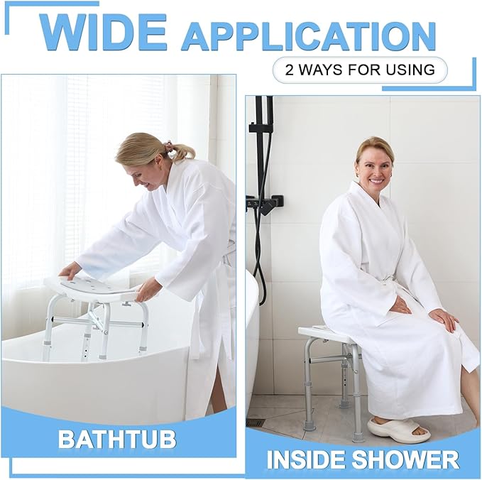 Heavy Duty Shower Chair for Inside Shower, Padded Shower Seat for Adults, Adjustable Bath Chairs for Bathtub, Shower Stool for Elderly/Senior/Handicap/Pregnant
