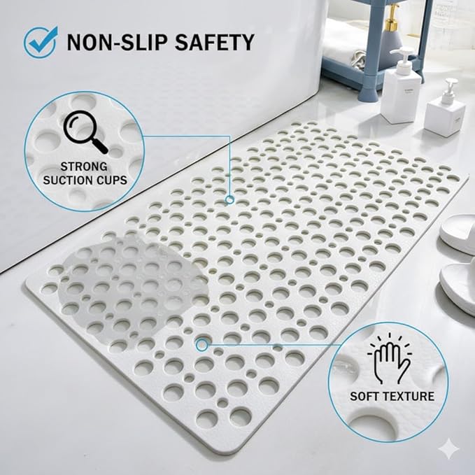 Non Sllip Shower Mat for Inside Shower Bath Mat for Shower, TPE Bathroom Mat 30x17 in (75X43 cm)