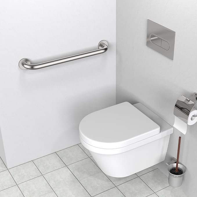 2 Pack 24 Inch Shower Grab Bar, ZUEXT Satin Brushed Nickel Stainless Steel Bathroom Grab Bar, Shower Balance Bar,Safety Hand Rail Support,Handicap Elderly Senior Assist Bath Handle(1.25" Diameter)