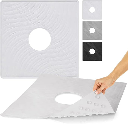 Vive Shower Mat - 22" by 22" Square Non Slip Large Bath Mat for Bathtub - Patented Design - Suction Cup Traction Skid Pad for Stalls Floors Tub - Textured Rubber with Drain Hole