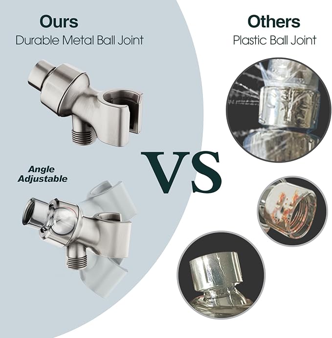 BRIGHT SHOWERS 9 Spray Settings Shower Head with Handheld High Pressure Brushed Nickel Hand Held Showerhead with 60 Inch Stainless Steel Hose and Adjustable Overhead Bracket