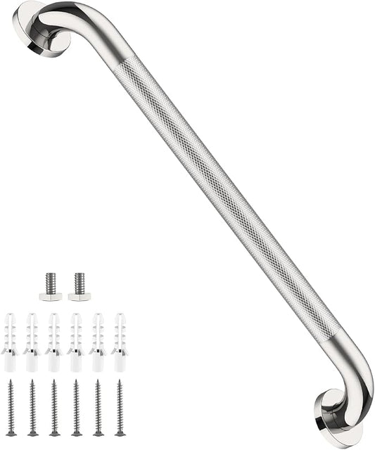 Polished Chrome Grab Bar 24 Inch, iHansee Anti-Slip Bathroom Grab Bar w/Knurled Grip, Stainless Steel Safety Handrail for Toilet Bathtub, Wall Mounted Shower Handle Handicap Bars for Senior Elderly