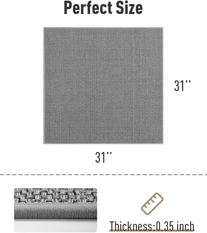 PADOOR Non Slip Stair-Treads Matching-Mat for Wooden Steps, Square Rubber Backing Non Slip Stair Landing Mat 30x30 inch