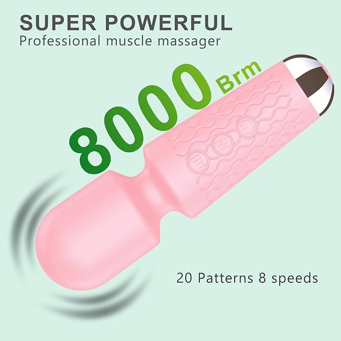 Personal Back Massager - Handheld Waterproof & Rechargeable Massager - 20 Speeds 8 Patterns Vibration Massage - Perfect for Travel Relaxation, Relieves Back, Legs Muscles (Pink)