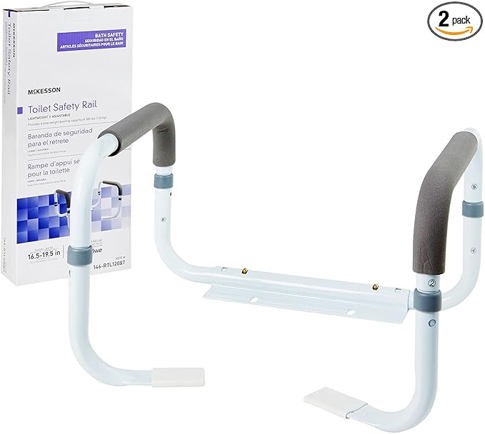 McKesson White Steel Toilet Safety Rail, up to 300 lbs, 2 Count