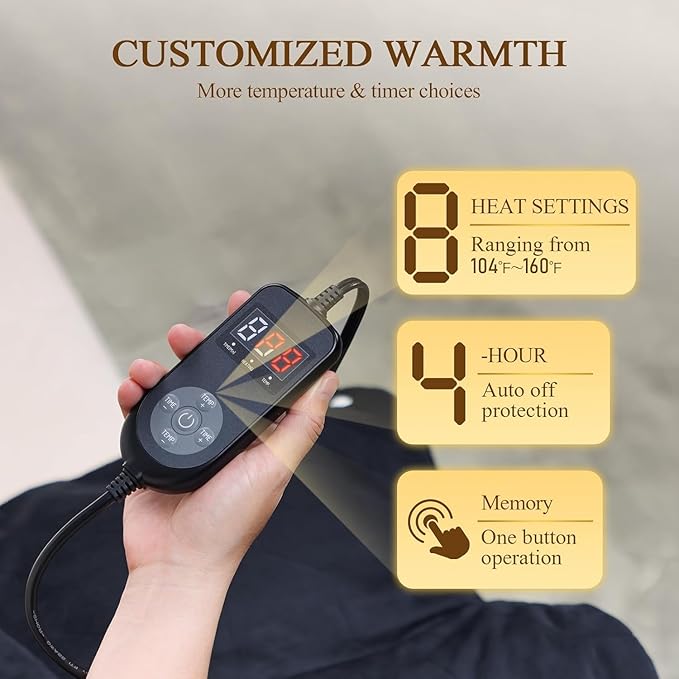 Far Infrared Heating Pad for Neck and Shoulders – Dual Carbon Fiber 6X Deeper Heat for Fast Relief from Chronic Pain in Seniors – 20% Heavier, 8 Heat Levels, 4H Auto Shut Off, Ideal for Winter