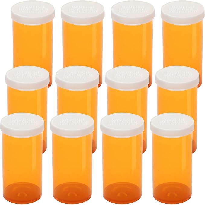 Empty Plastic Pill Bottles with Easy Open Caps (Not Child Resistant), Prescription Medication Vials, Clear Containers Pill Cases Dispenser Organizers (40 Dram, 12pcs)