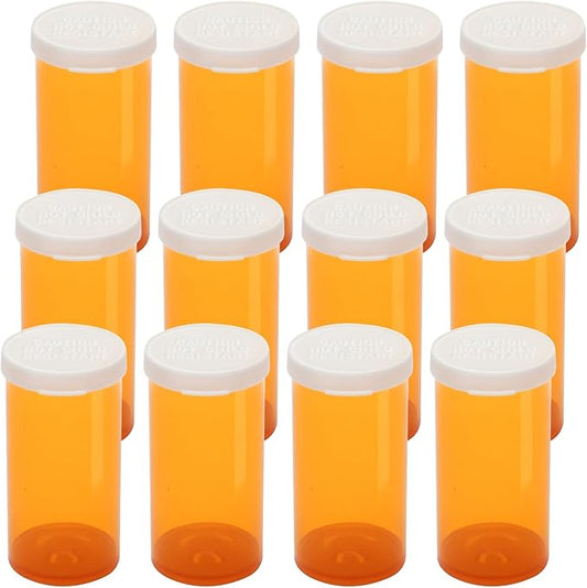 Empty Plastic Pill Bottles with Easy Open Caps (Not Child Resistant), Prescription Medication Vials, Clear Containers Pill Cases Dispenser Organizers (40 Dram, 12pcs)