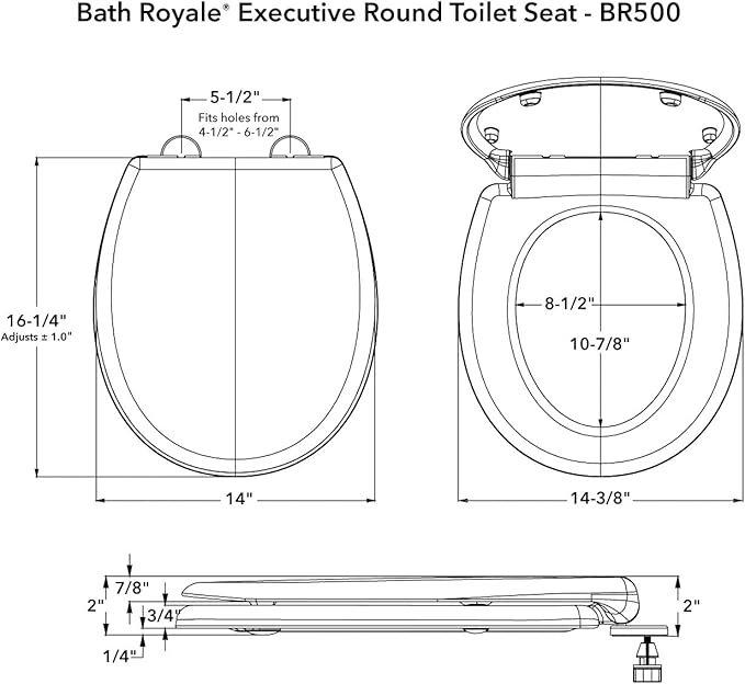 Bath Royale Toilet Seat (Round or Elongated), Slow Close (Soft Close, Quiet Close), Stain-Resistant and Easy to Clean, Fits All Toilet Brands, Premium Series or Heavy Duty Executive Series - 5 Pack