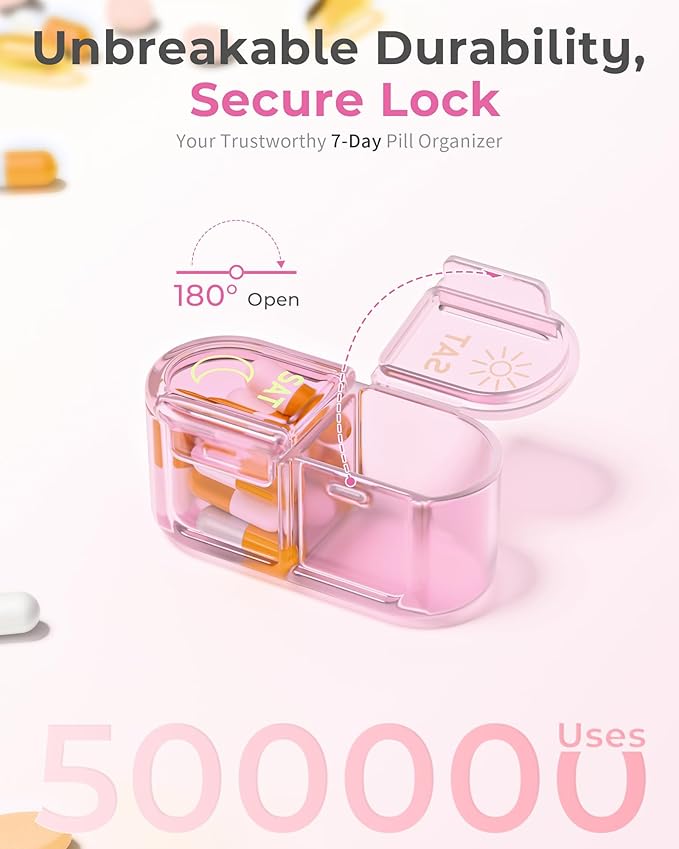 Pillex Pill Organizer 2 Times a Day, AM PM Pill Organizer 7 Day, Weekly Pill Box 2 Twice a Day, Travel Pill Case 7 Days, Medicine Organizer for Medication, Vitamins, Fish Oils, Supplements