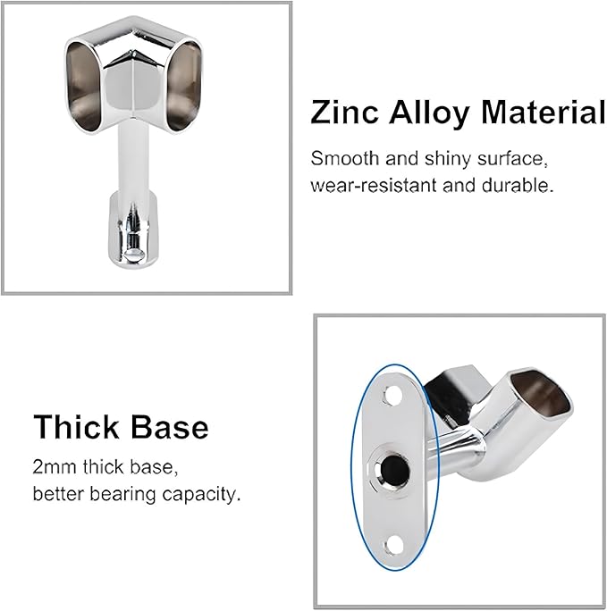 INCREWAY 4 PCS Silver Corner Closet Rod Support Bracket 90 ° Wardrobe Accessories Clothes Rail Flange Seat for Cabinet Wardrobe in Bedroom Bathroom