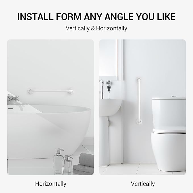12 Inch Grab Bars for Wall White, Safety Shower Grab Bars for Seniors Elderly Handicapped, Handicap Grab Bars for Shower with Concealed Screws, Tesuchan