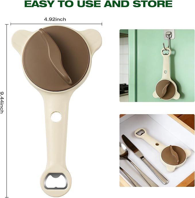 RAIN SPIRIT Adjustable Jar Opener for Seniors & Weak Hands – Ergonomic Manual Bottle Cap Opener for Small to Large Lids (1"-3.5") – Multifunction Kitchen Tool for Arthritic Hands, Beer, Sauces & Jars