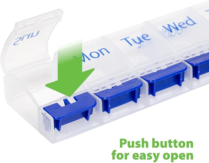 HealthA2Z® Pill Box | Easy to Open | Pill Case 7 Days | Medicine Organizer for OTC Medicine & Supplement