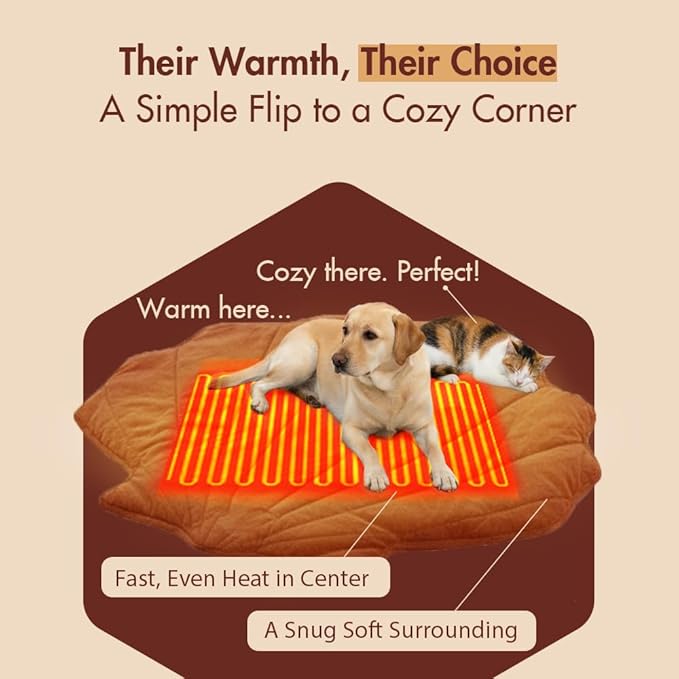 Vagascape Dog Bed, Waterproof Pet Bed with Washable Removable Cover, Comfort Cat Dog Pad for All Seasons, Heating Red Shell Shape Cat Mat with Nonskid Bottom(35"x27")