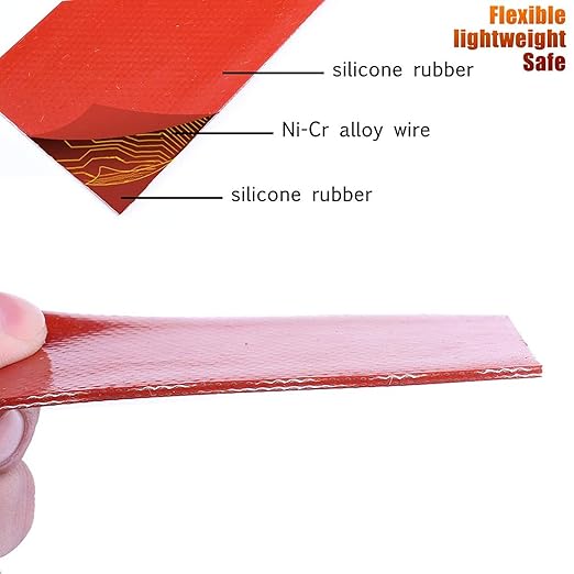 4 Pcs Silicone Heating Pad, 12v Heating Pad, Silicone Rubber Heating Flexible Heater Mat for Industrial Equipment 20W 12V