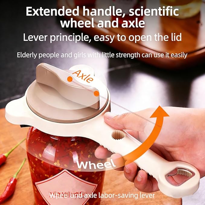 2026 New 4-in-1 Jar Opener ， Adjustable Stainless Steel ， Jar Openers for Seniors & Weak Hands ， Multifunctional Can Opener & Lid Opener for Jars, Bottles & Cans