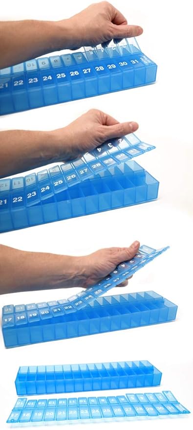 PillThing Monthly Pill Organizer 1 Time a Day, 31 Day Pill Organizer Dispenser with Extra Compartment, Large Daily Pillbox Case for Vitamins, Supplements, Fish Oil