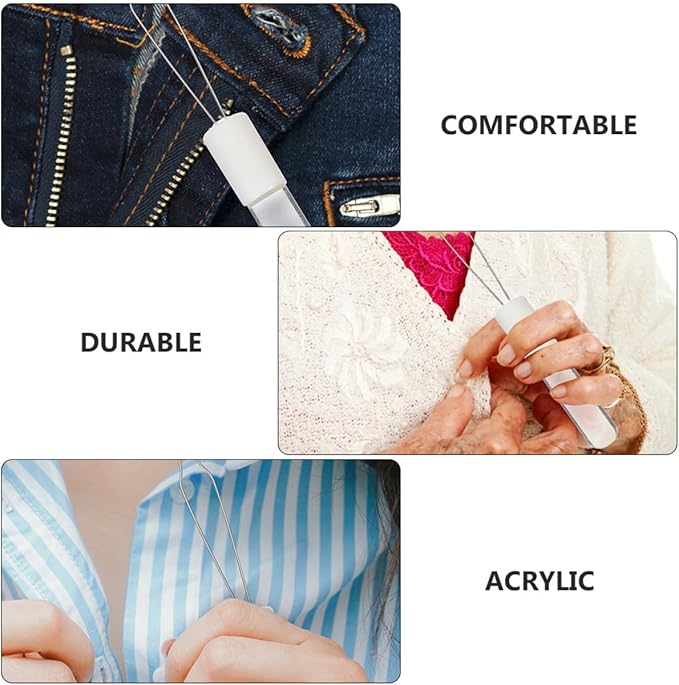 UPKOCH 2pcs Button Hook Dressing Aid Tool for Home Use, Manual Button Pulling Helper with Foldable Handle, Convenient Assist Tool for Shirt and Clothing Buttoning