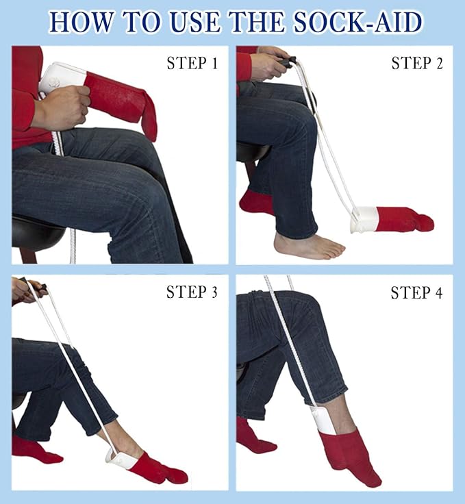 RMS Deluxe Sock Aid - Socks Helper with Foam Handles (for Regular Socks)